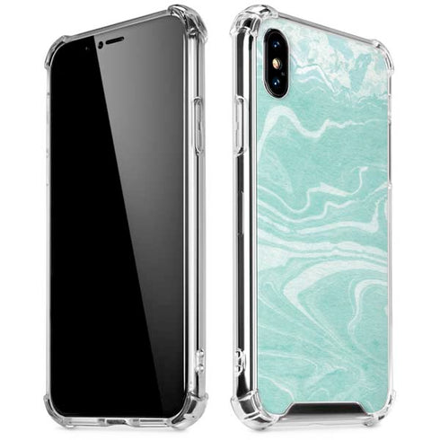 Mint Marbling iPhone XS Max Clear Case